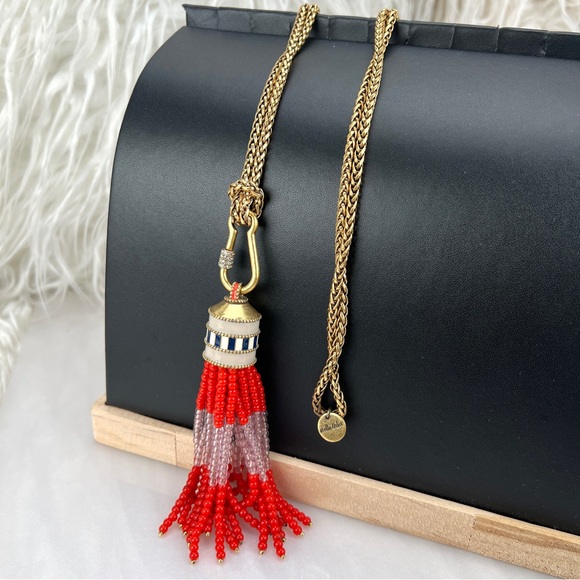 Stella & Dot Jewelry - Gorgeous, goldtone, fringe pendant, long layering, costume necklace